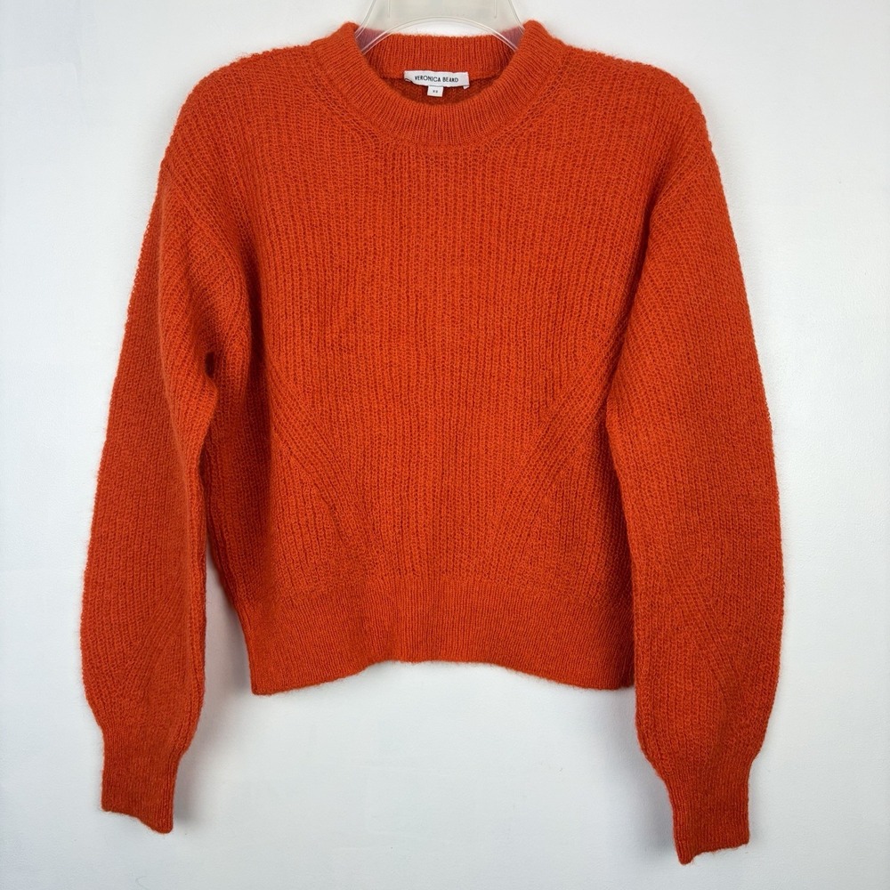 Veronica Beard Melinda Sweater Womens XS Orange Alpaca Wool Casual Halloween
